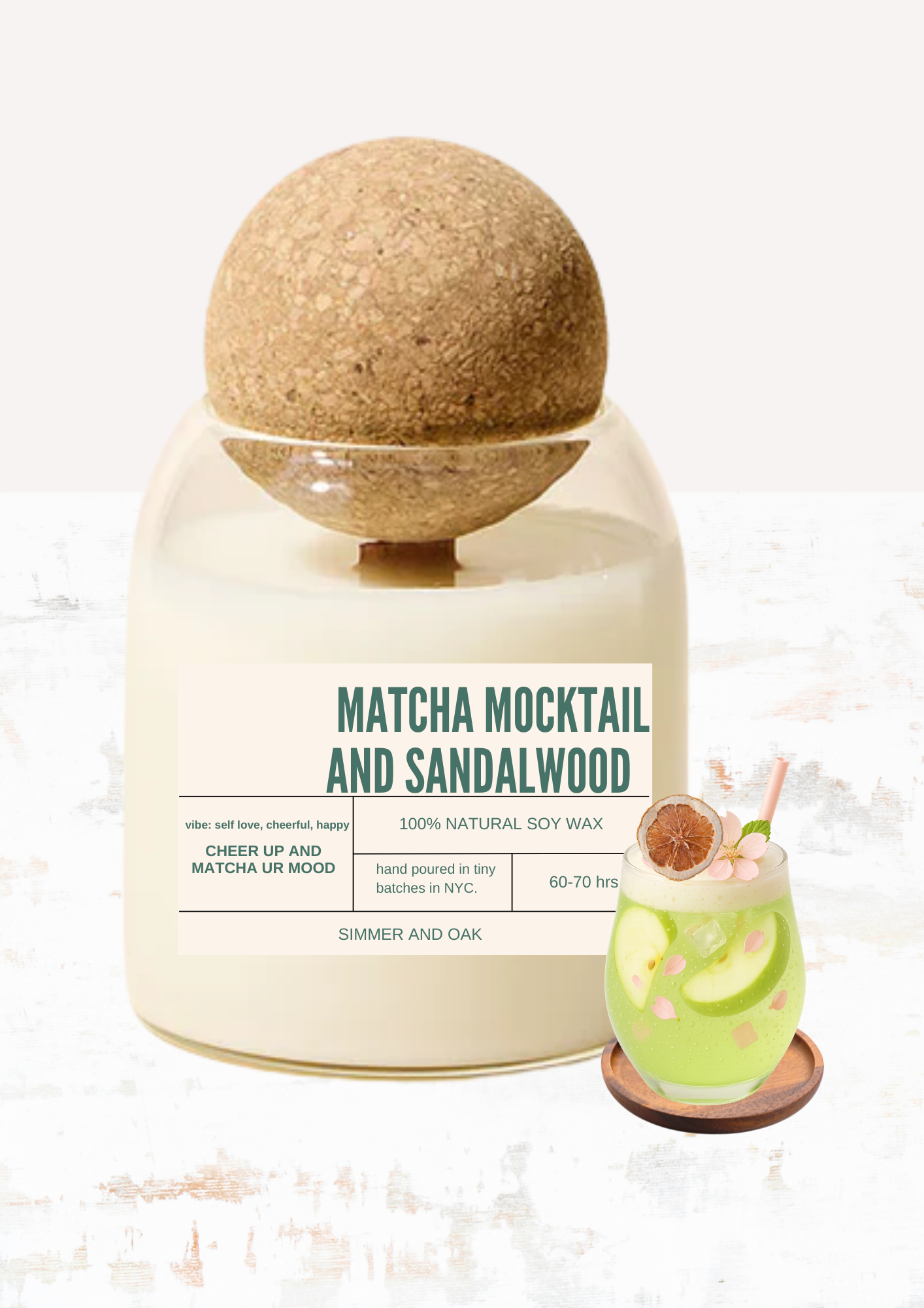 Matcha Mocktail and Sandalwood Soy Candle
