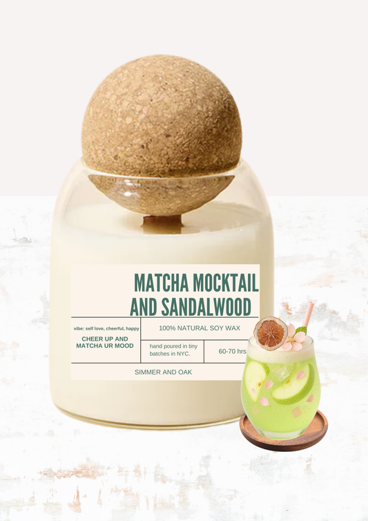 Matcha Mocktail and Sandalwood Soy Candle